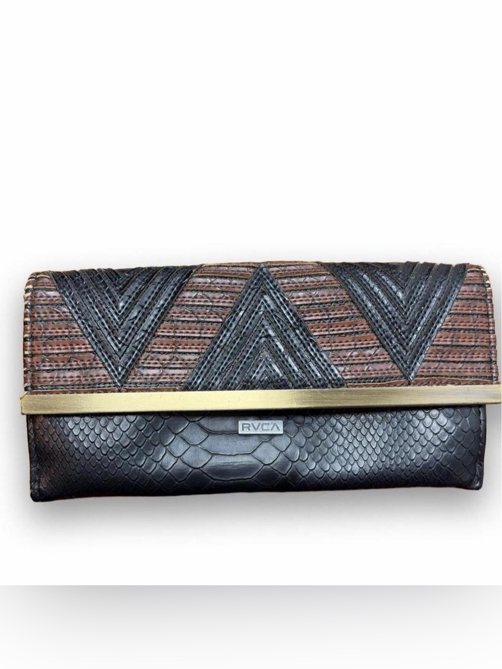 RVCA Black & Brown Textured Clutch/Wallet